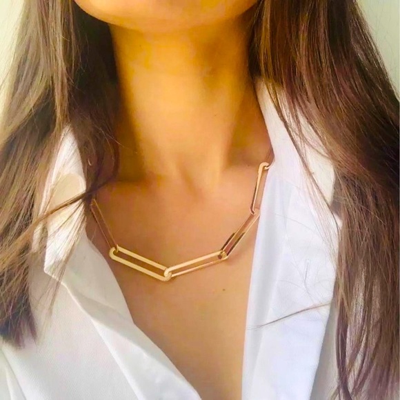 🍋2/$30 New Gold Paperclip Link Necklace - Picture 2 of 4